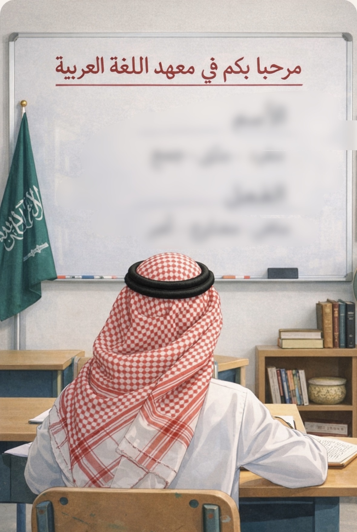 سُلَيْمَانُ يَدْرُسُ فِي مَعْهَدِ تَعْلِيمِ اللُّغَةِ العَرَبِيَّةِ